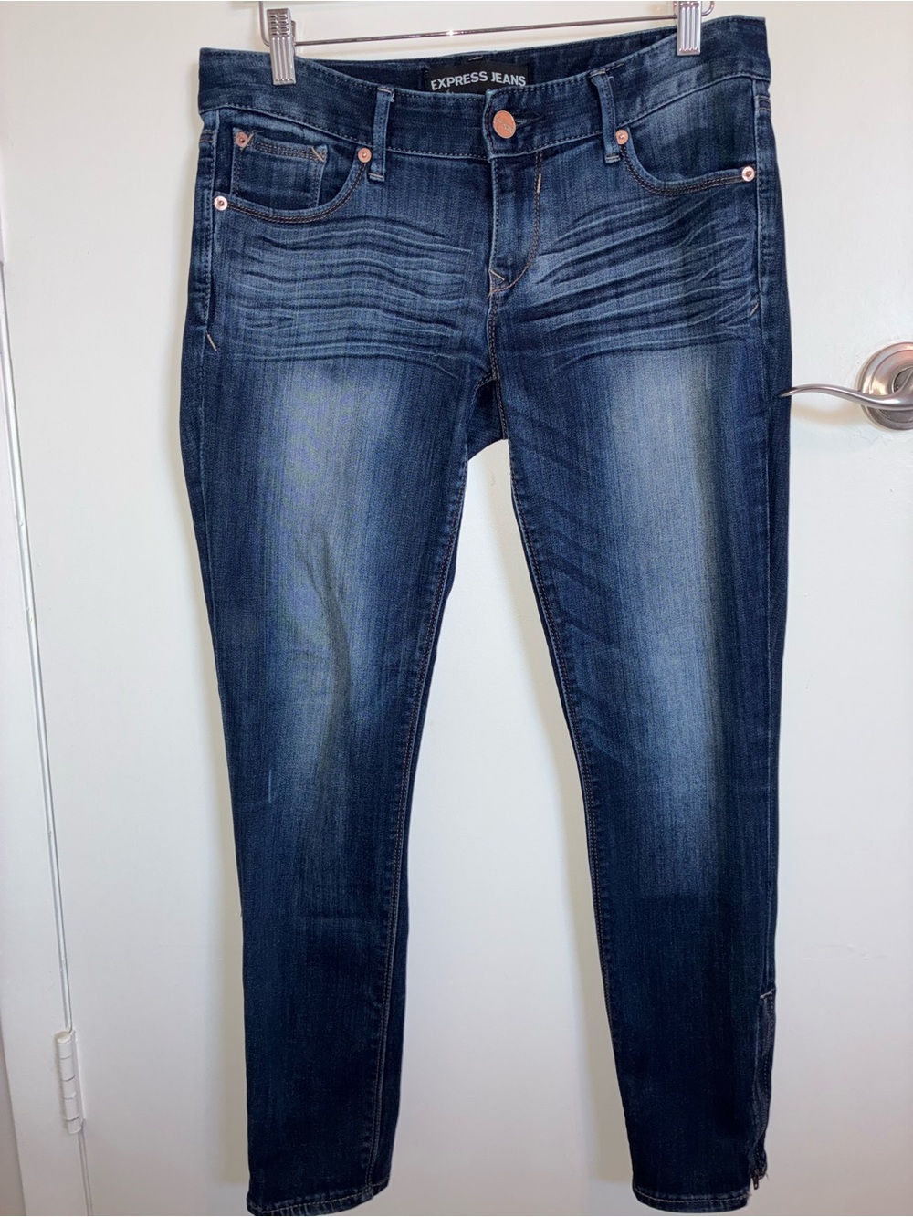 Express Women’s Straight Leg Jeans in Dark Blue